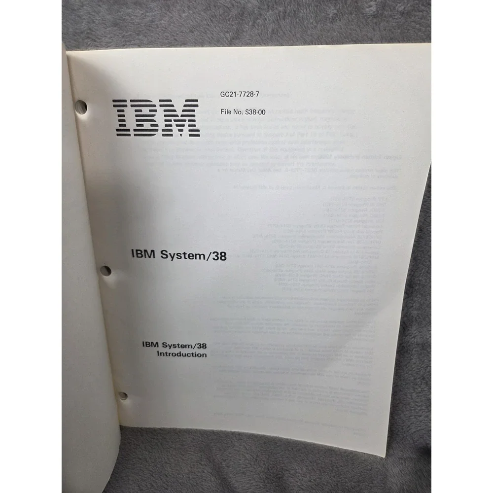 IBM Sytem/38 Introduction - Manual Eighth Edition 1984